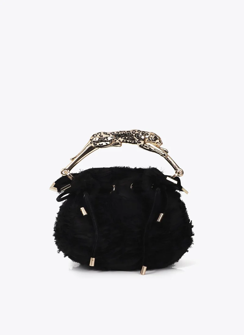 لولا كساديمونت Fantasy Rosette Fabric Bag with Metal Leopard Handle